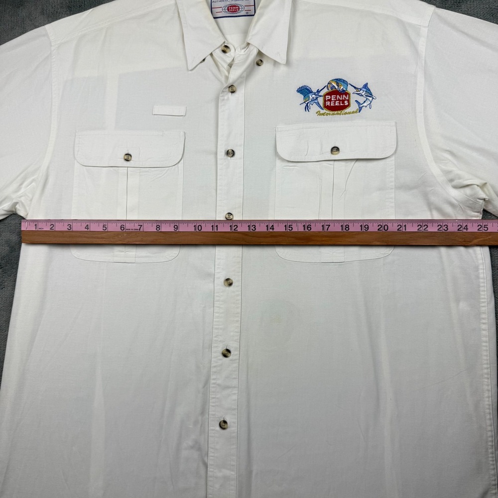 Penn Reels International Fishing Shirt Mens XL White Cotton Short Sleeve Marlin - Picture 5 of 7